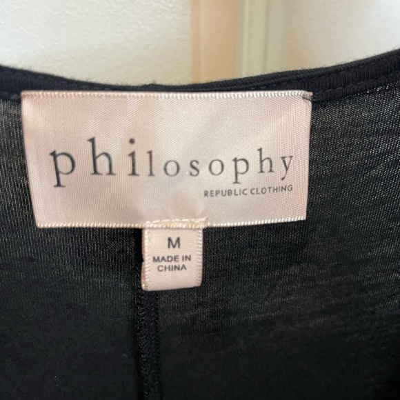 Philosophy Republic Clothing Faux Leather Insert Long Sleeve Top. Size M. Black - Picture 5 of 7
